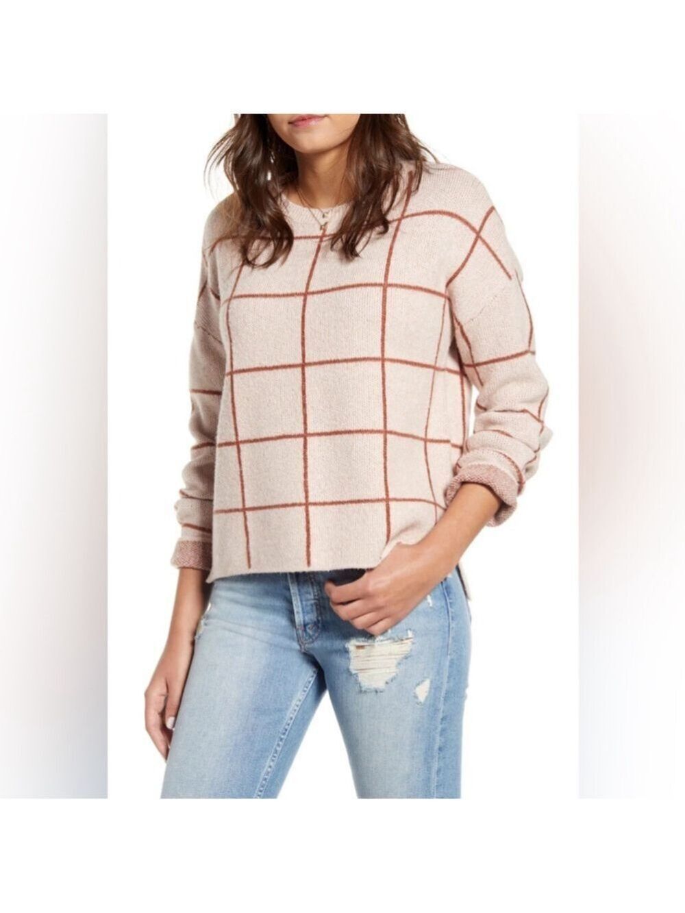 Vero Moda Blush Pink Check Sweater - Small